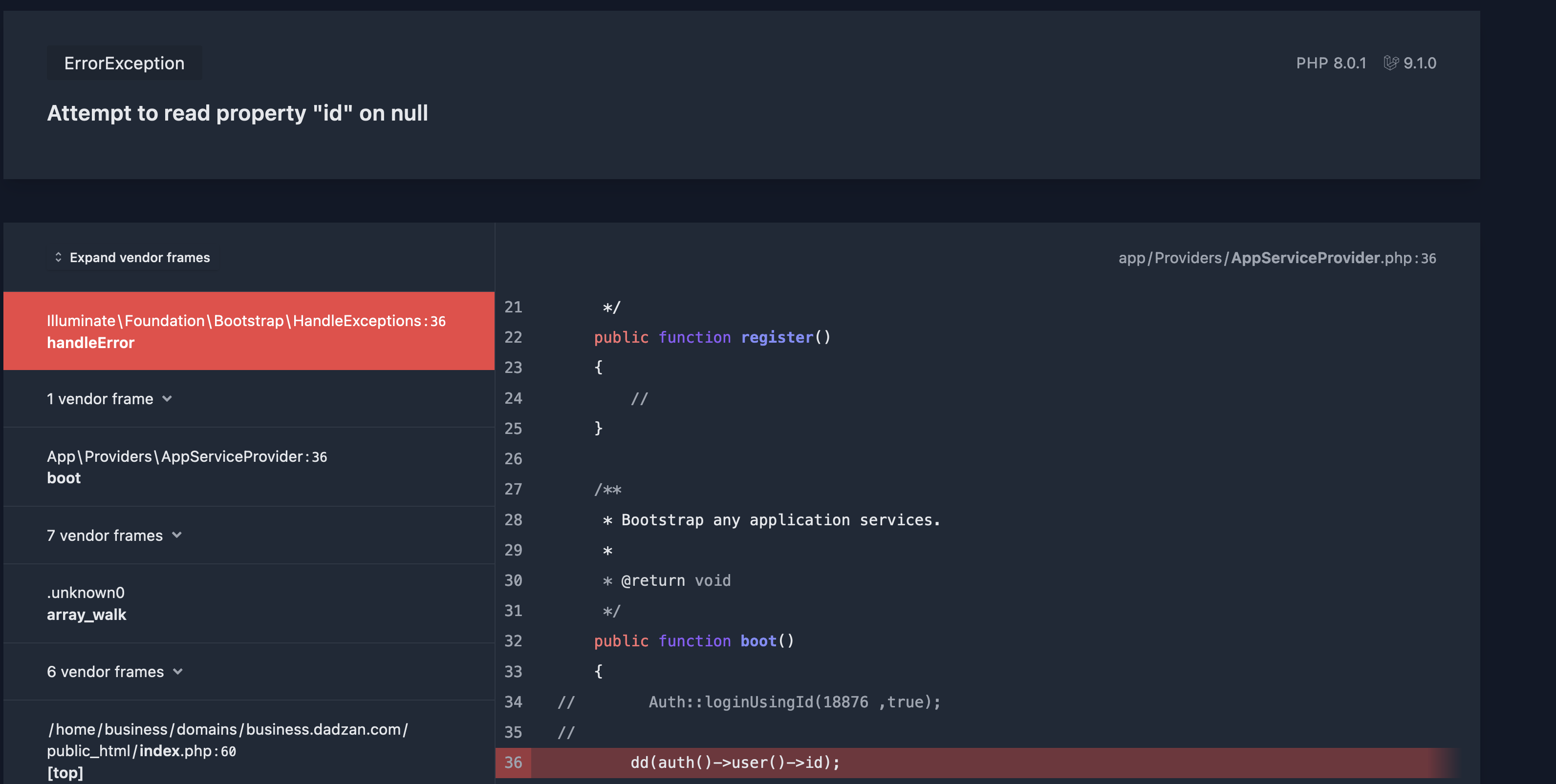 留在登錄 laravel 9