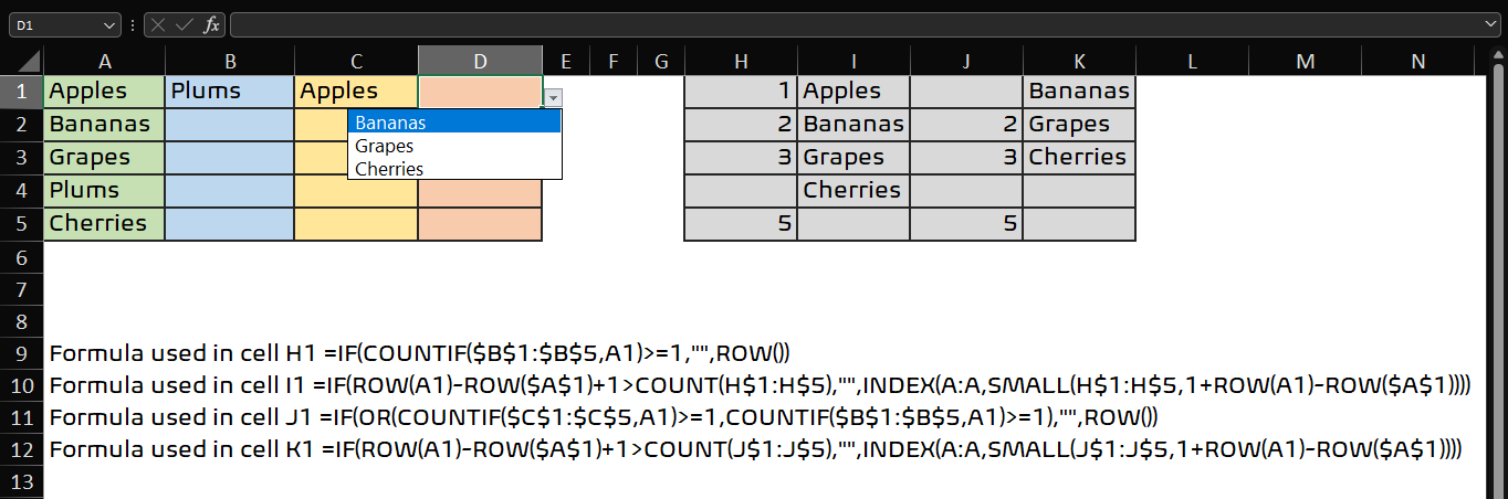 excel 減少動態下拉選單 - 需要一個跳板才能開始