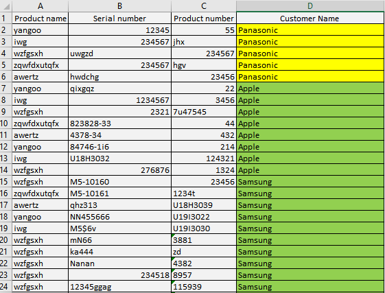 Excel：將多列復制到基于一列的行