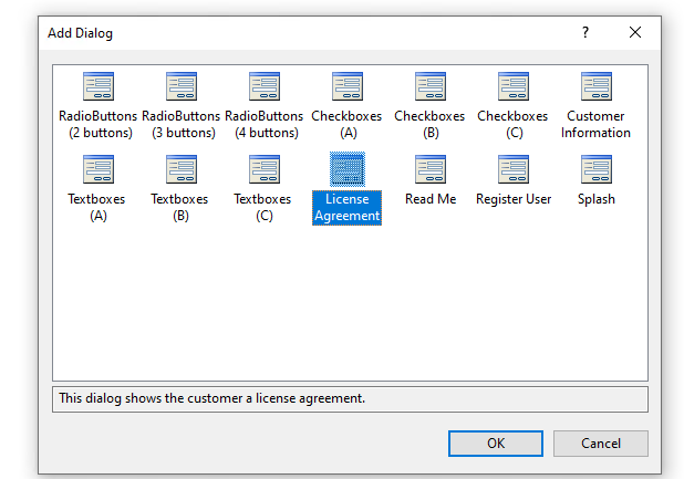 在 Visual Studio 2022 中添加“用戶界面”，包括許可協議