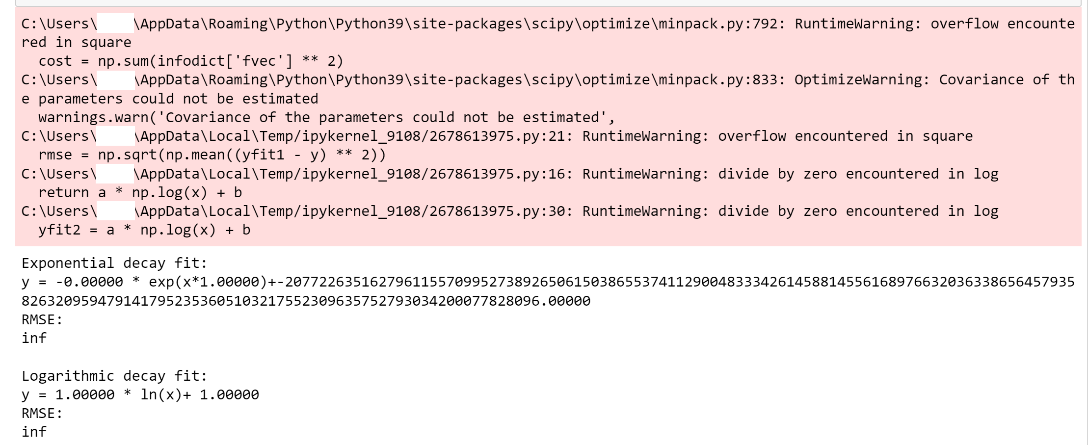 由于“找不到最佳引數”錯誤[python]，無法使用來自 scipy 的 curve_fit() 將曲線擬合到資料點