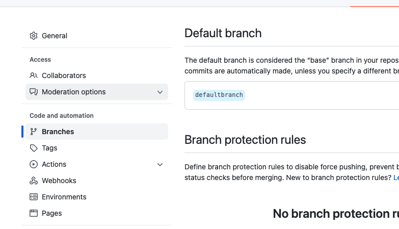 鑒于設定條目不存在，如何更改我的 GitHub 存盤庫的默認分支？