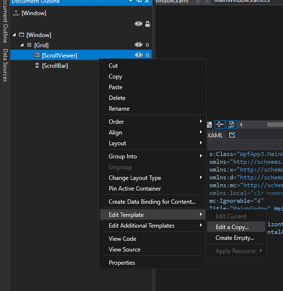 為什么 WPF 中的 ScrollViewer 無法編輯復制模板?