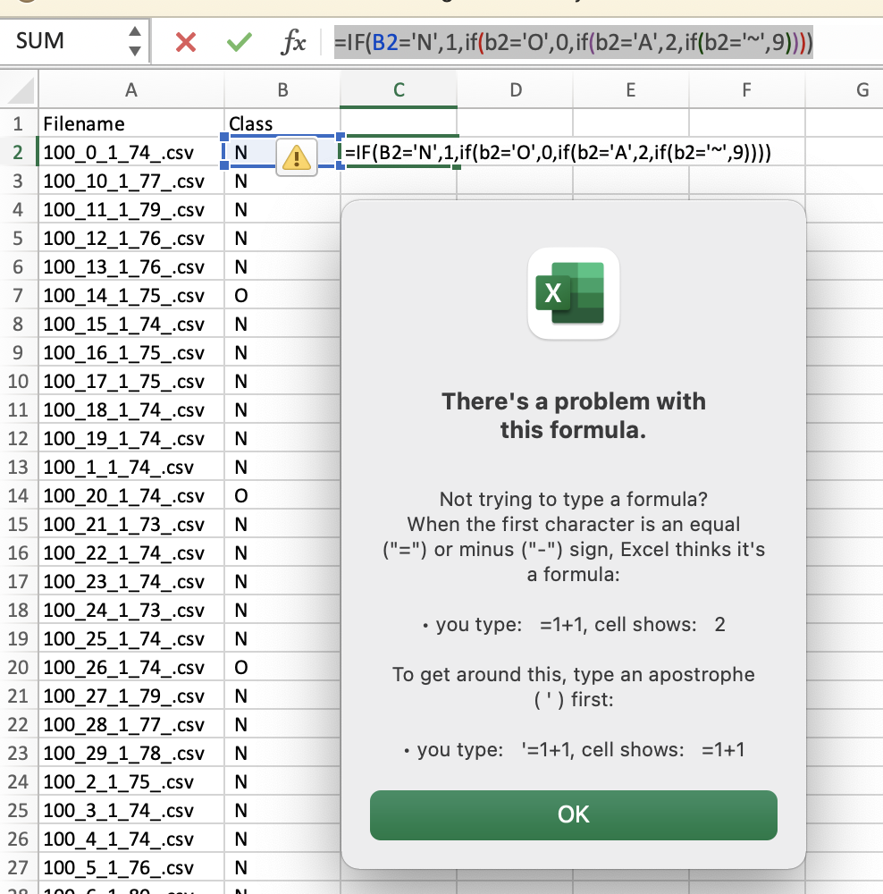 Excel if else 公式因語法錯誤而失敗