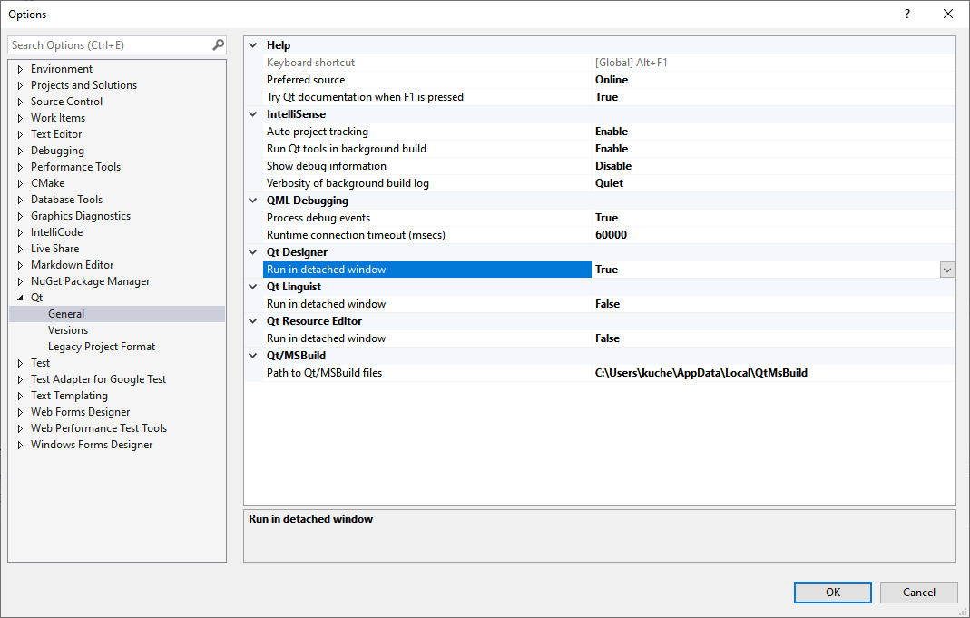 如何在 Visual Studio 中“分離”啟動 Qt Designer？