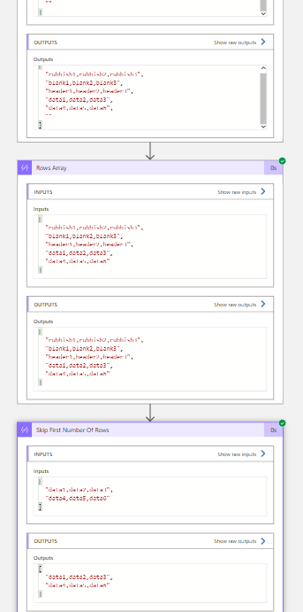 使用 Azure 邏輯應用跳過存盤在 SFTP 中的 CSV 中的第一行和最后 x 行