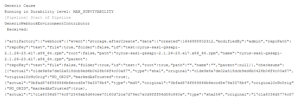 如何從詹金斯上的 jfrog webhook 觸發器獲取有效負載資訊