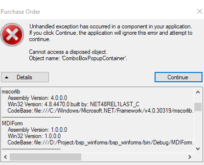 在 TextChanged 事件之后訪問組合框專案會導致物件已處置例外 [C# .NET 4.6]