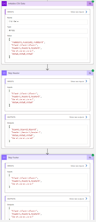 使用 Azure 邏輯應用跳過存盤在 SFTP 中的 CSV 中的第一行和最后 x 行