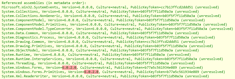 VS 寫入對最新安裝的 .NET Core SDK WinForms 程式集的參考,而不是最低版本