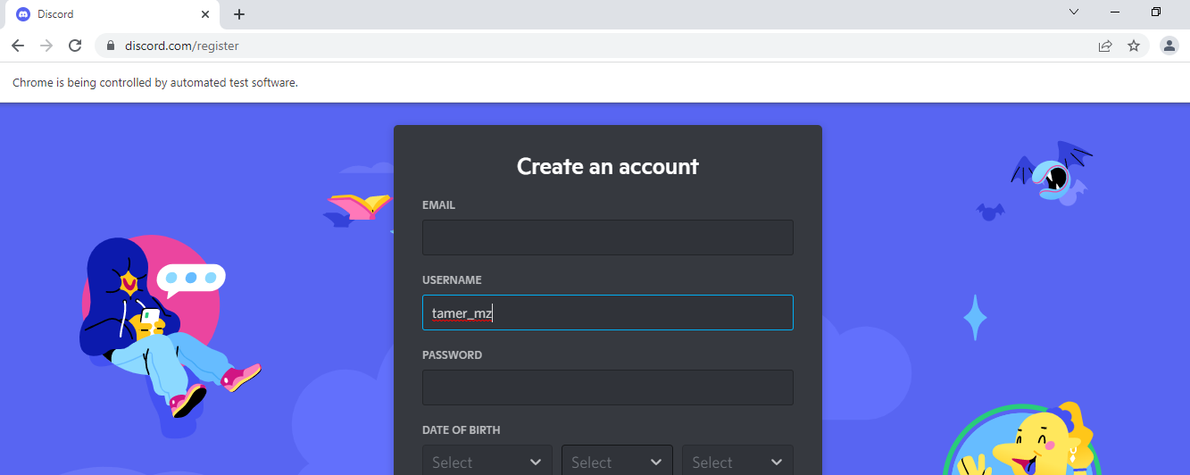 如何使用 Selenium 和 Python3 在 https://discord.com/register 網頁上的用戶名輸入欄位中發送文本