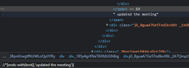 可以在 XPath 中組合 end-with() 和 text() 嗎？
