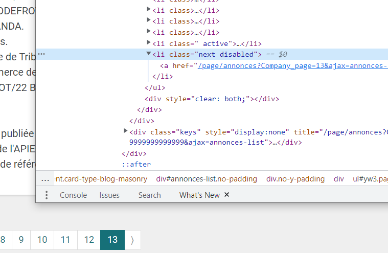 如何在抓取網站時到達最后一頁后停止 selenium webdriver？