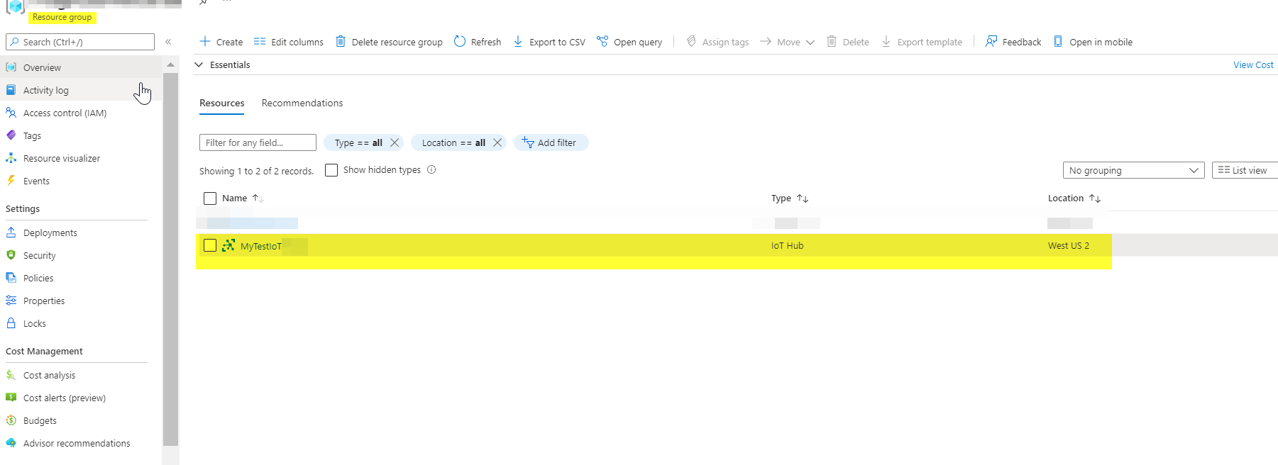 通過 PowerShell 創建的 IotHub 設備未顯示