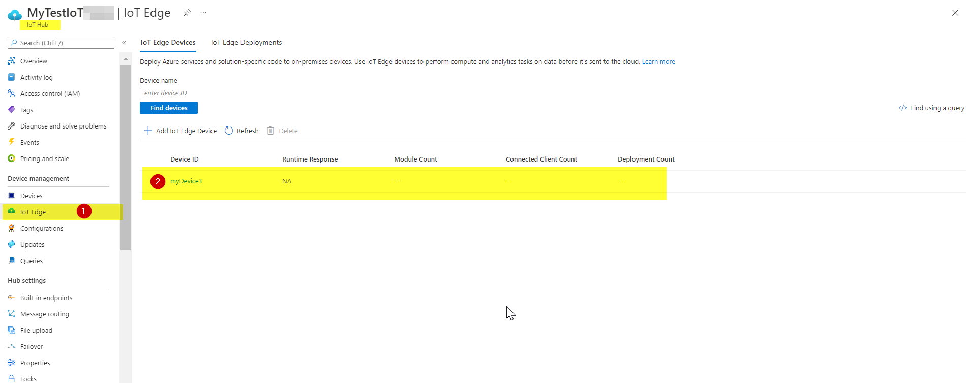 通過 PowerShell 創建的 IotHub 設備未顯示