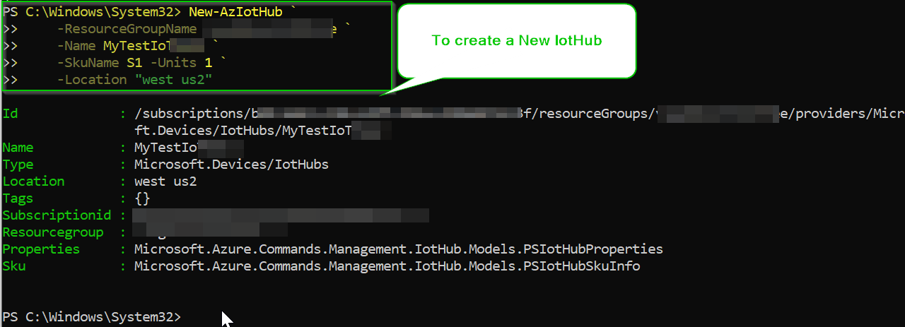 通過 PowerShell 創建的 IotHub 設備未顯示