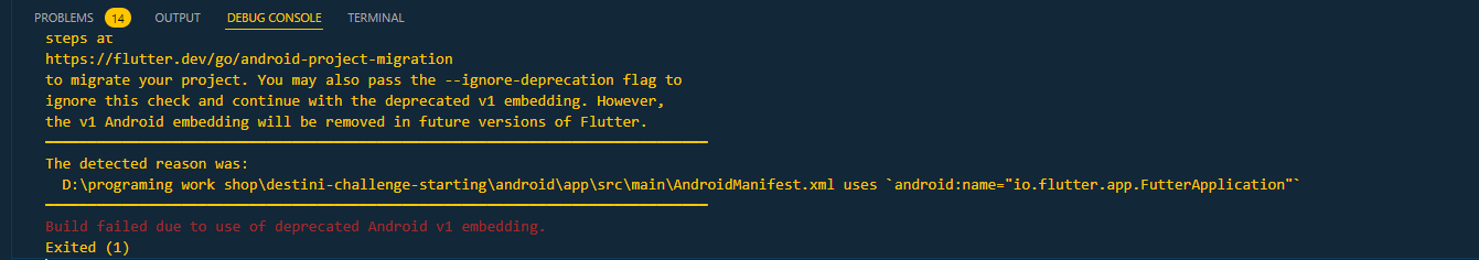 由于使用了已棄用的 Android v1 嵌入,Flutter 構建失敗