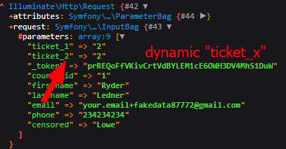 Laravel 使用控制器將帶有更改數字的票證保存到資料庫中