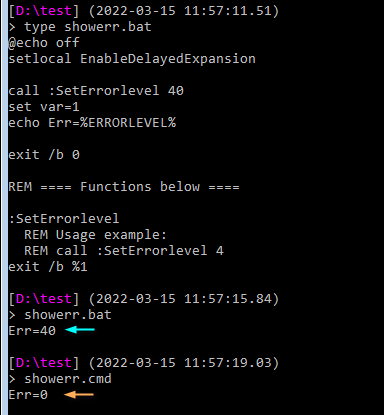 .bat 和 .cmd 在 ERRORLEVEL 上不同,誰決定了 SET 的行為?