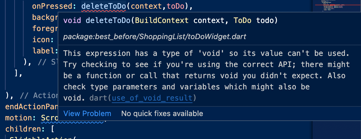 Flutter：此運算式的型別為“void”，因此無法使用其值