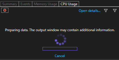 Visual Studio 2022 CPU 使用在準備資料步驟時凍結