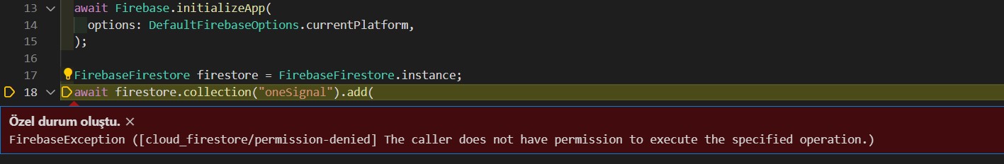 Dart Flutter Firebase FirebaseException ([cloud_firestore/permission-denied] 呼叫者無權執行指定操作。)