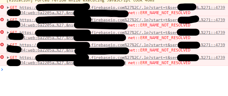 從 firebaseio.com 檢索錯誤 ERR_NAME_NOT_RESOLVED