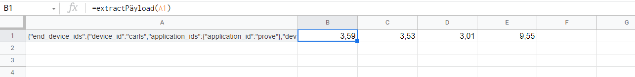 如何從谷歌表格中的單元格中指定 JSON 資料