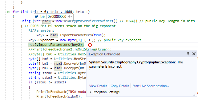 c# 從 System.Security.Cryptography 獲取具有公共指數 3 的 RSA 密鑰的正確方法是什么？