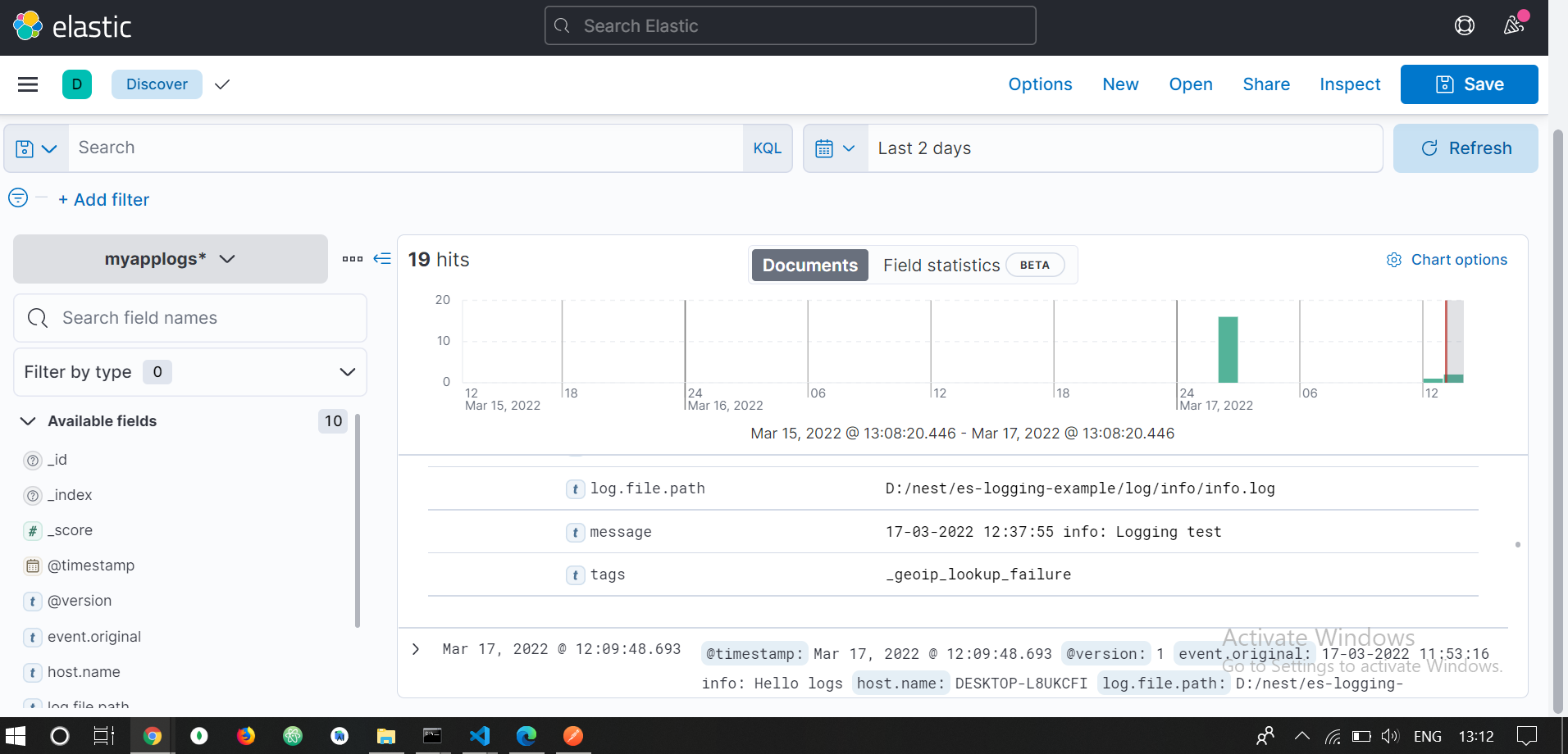 在其中添加過濾器塊時,Logstash 管道失敗