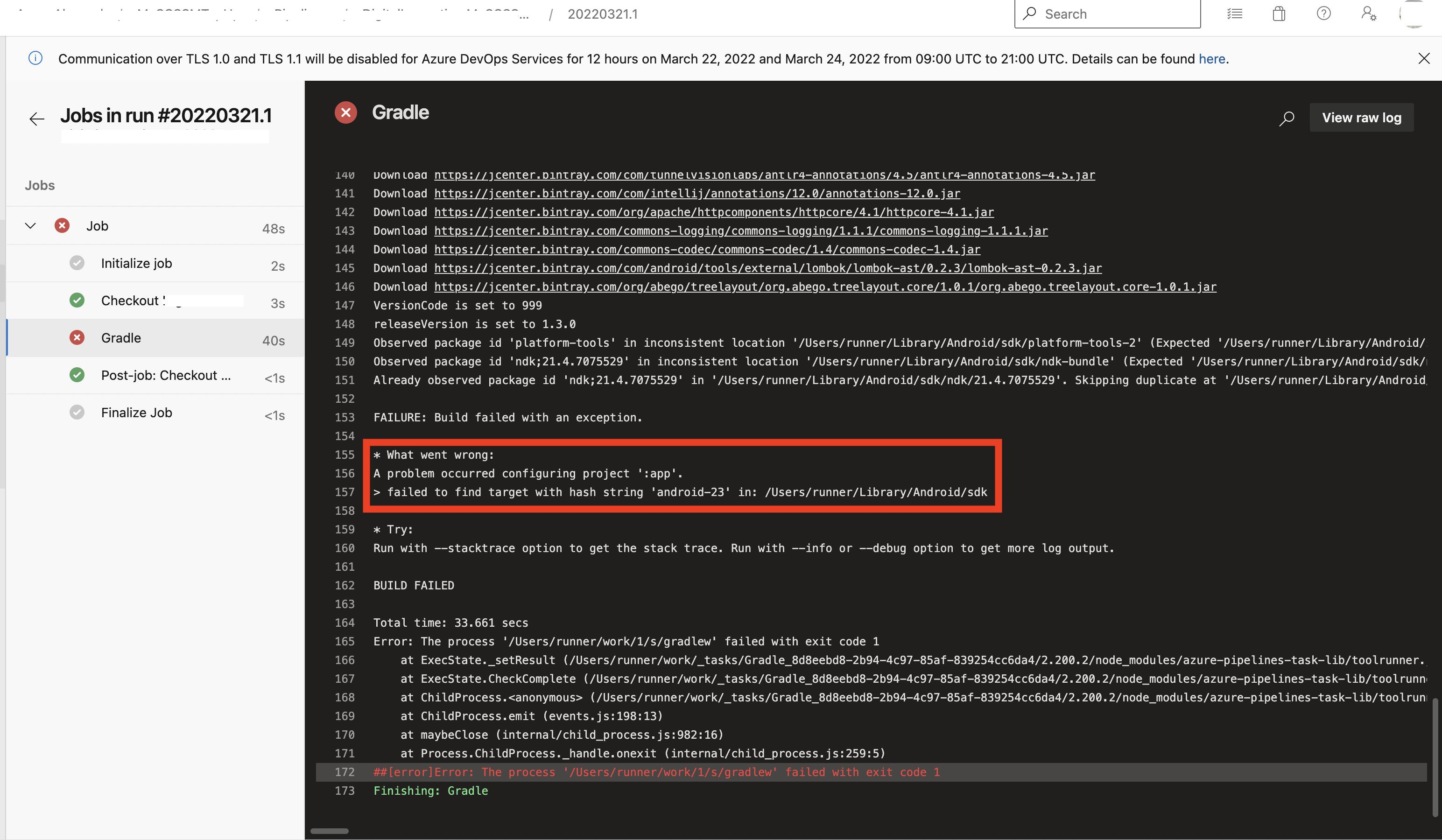 適用于 Android 的 Azure Devops 管道 - 找不到帶有哈希字串“android-23”的目標