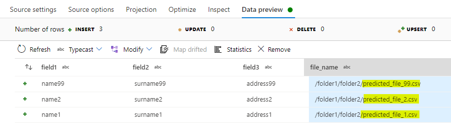 只讀 Azure 資料流源中的特定 csv 檔案