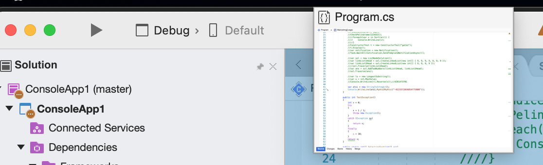 Mac 的 Visual Studio 顯示一個不需要的小視窗