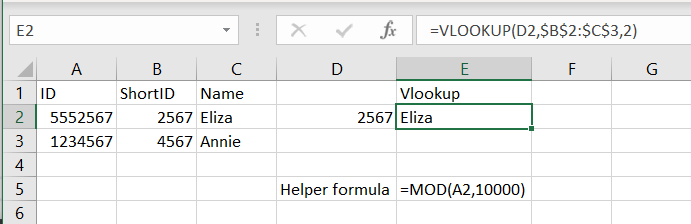 V 或 XLOOKUP 12 位數字范圍的最后 4 個字符中的 4 位數字