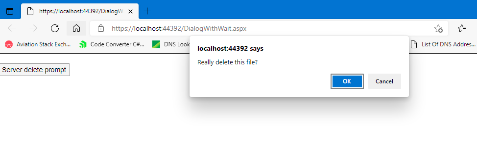 在 ASP.NET 中回傳訊息框