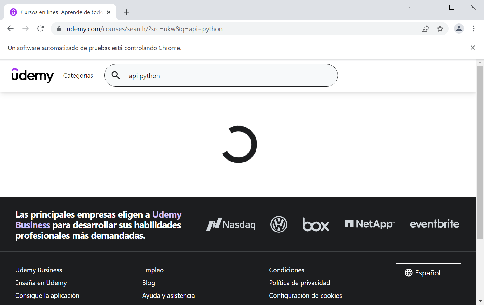 Udemy 網站在嘗試使用 Selenium 和 Python 進行 Web 抓取時不斷加載