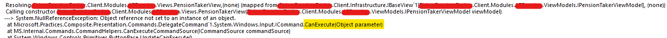 DelegateCommand<T> 物件參考未設定為物件的實體