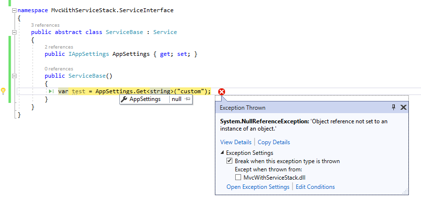 ServiceStack IAppSettings 尚未準備好，如果在建構式中使用會導致 NULL 參考例外