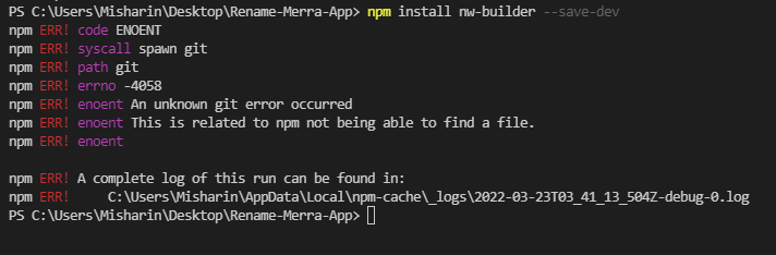 嘗試 npm install nw-builder 時出現 Git 錯誤 -4058