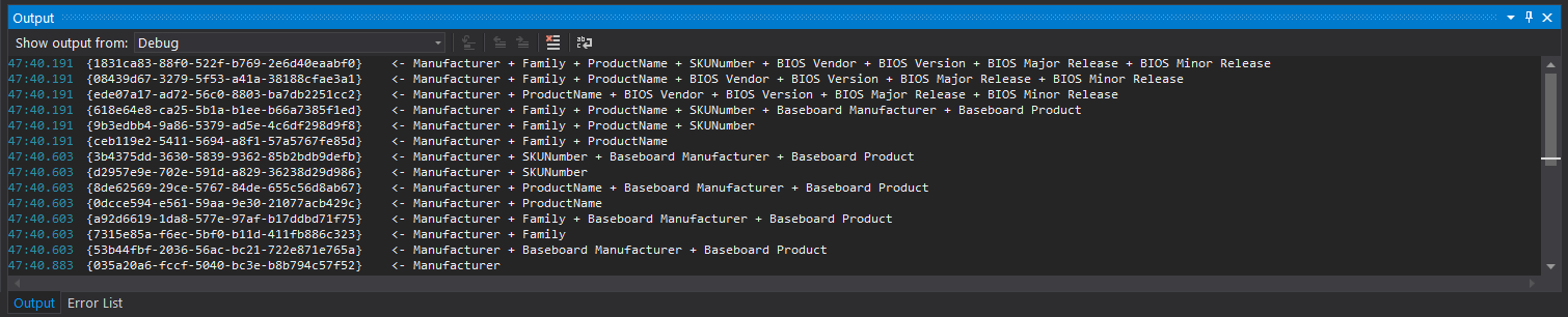 生成相同的計算機硬體 ID。(CHID),如 Windows SDK 中的 computerhardwareids.exe
