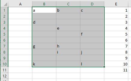如何有效地抑制excel vba中選定列中的所有空行?