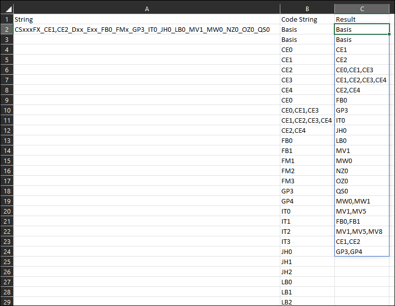 在 Excel 表格中使用整個字串過濾掉部分文本字串