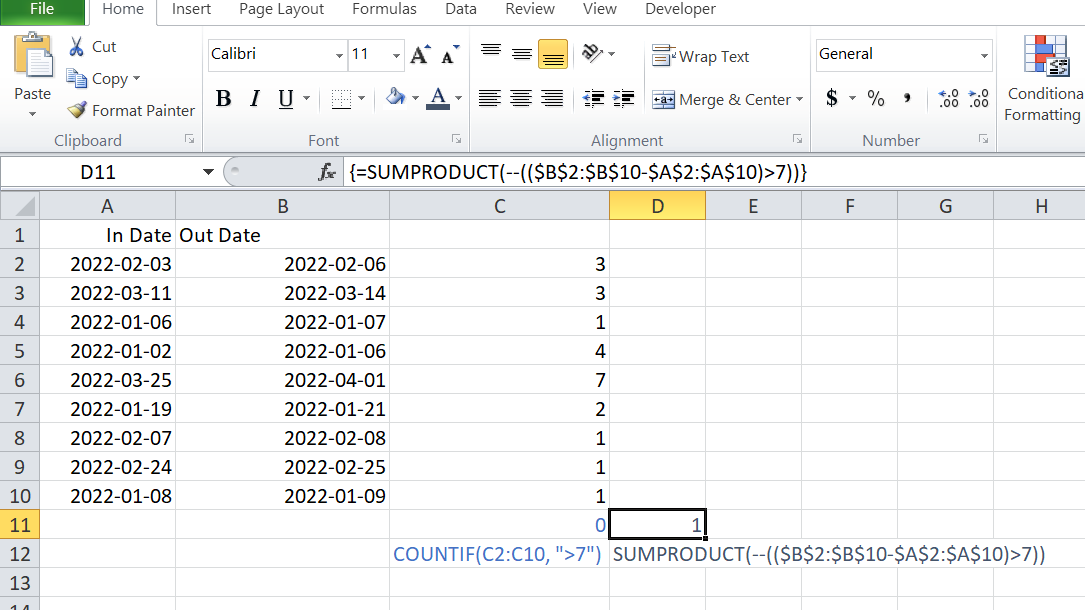 如何撰寫嵌套的 COUNTIF 公式?