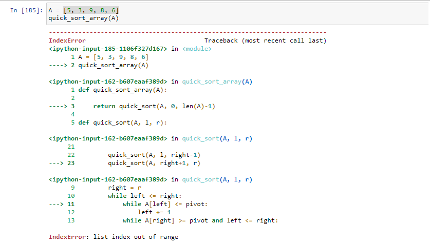 Python中的快速排序實作[特定輸入崩潰]