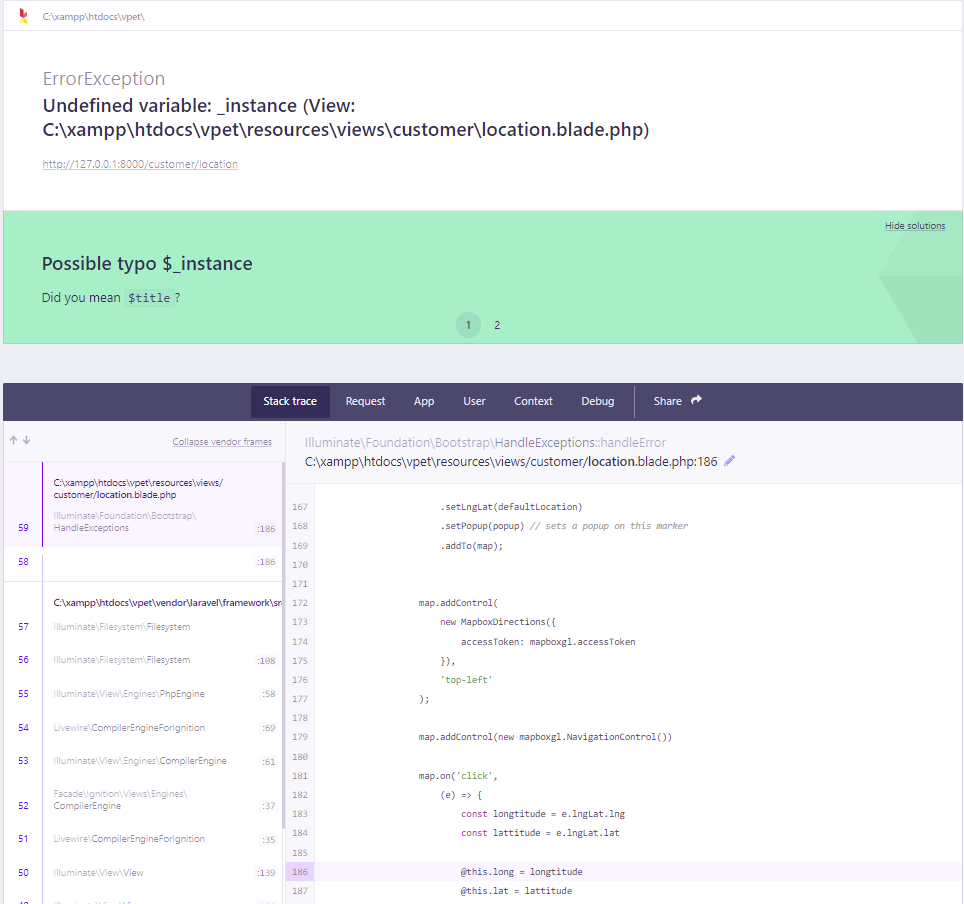為什么@this 不能在我的 laravel-livewire(mapbox) 中作業?
