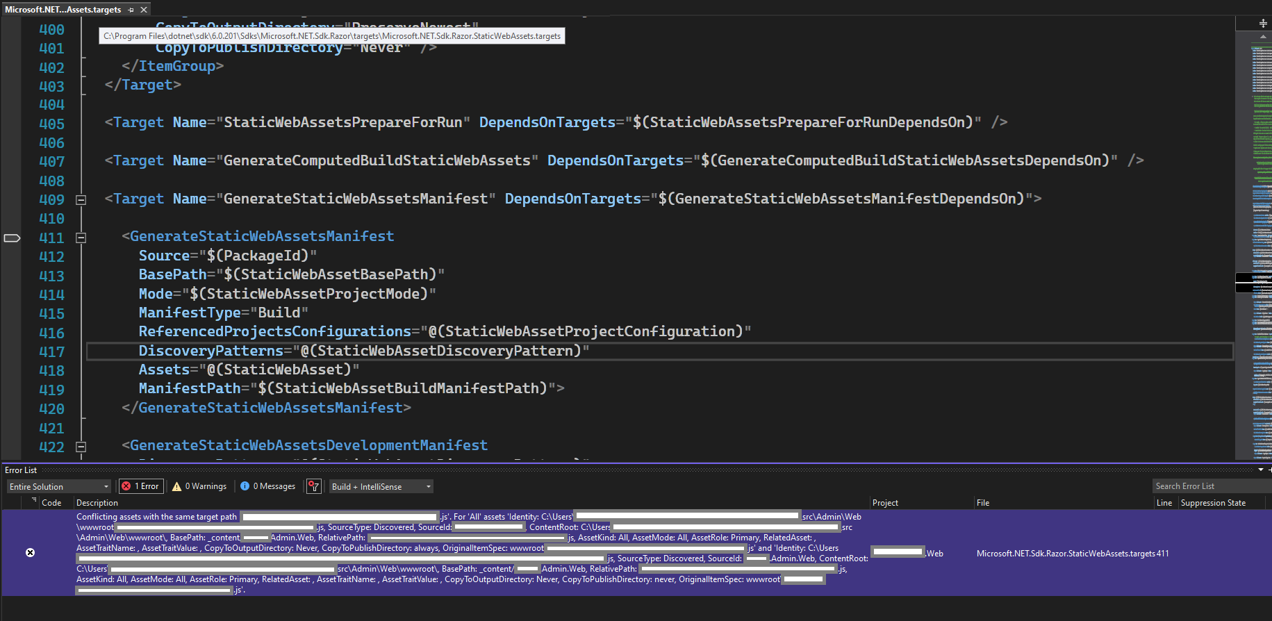 將 asp.net 5 專案升級到 .net 6 時出錯：“具有相同目標路徑的資產沖突”