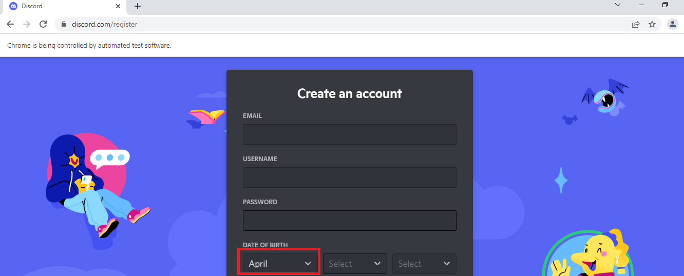 如何使用 Selenium 在 Discord 網站的“出生日期”部分中選擇月份