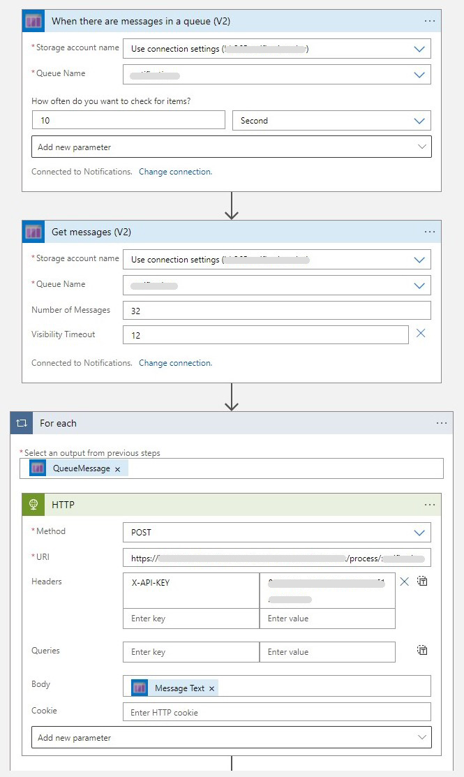 Azure LogicApp 從存盤佇列讀取訊息但不處理