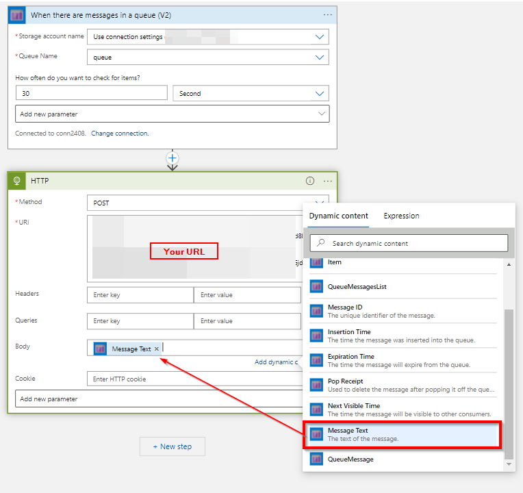 Azure LogicApp 從存盤佇列讀取訊息但不處理