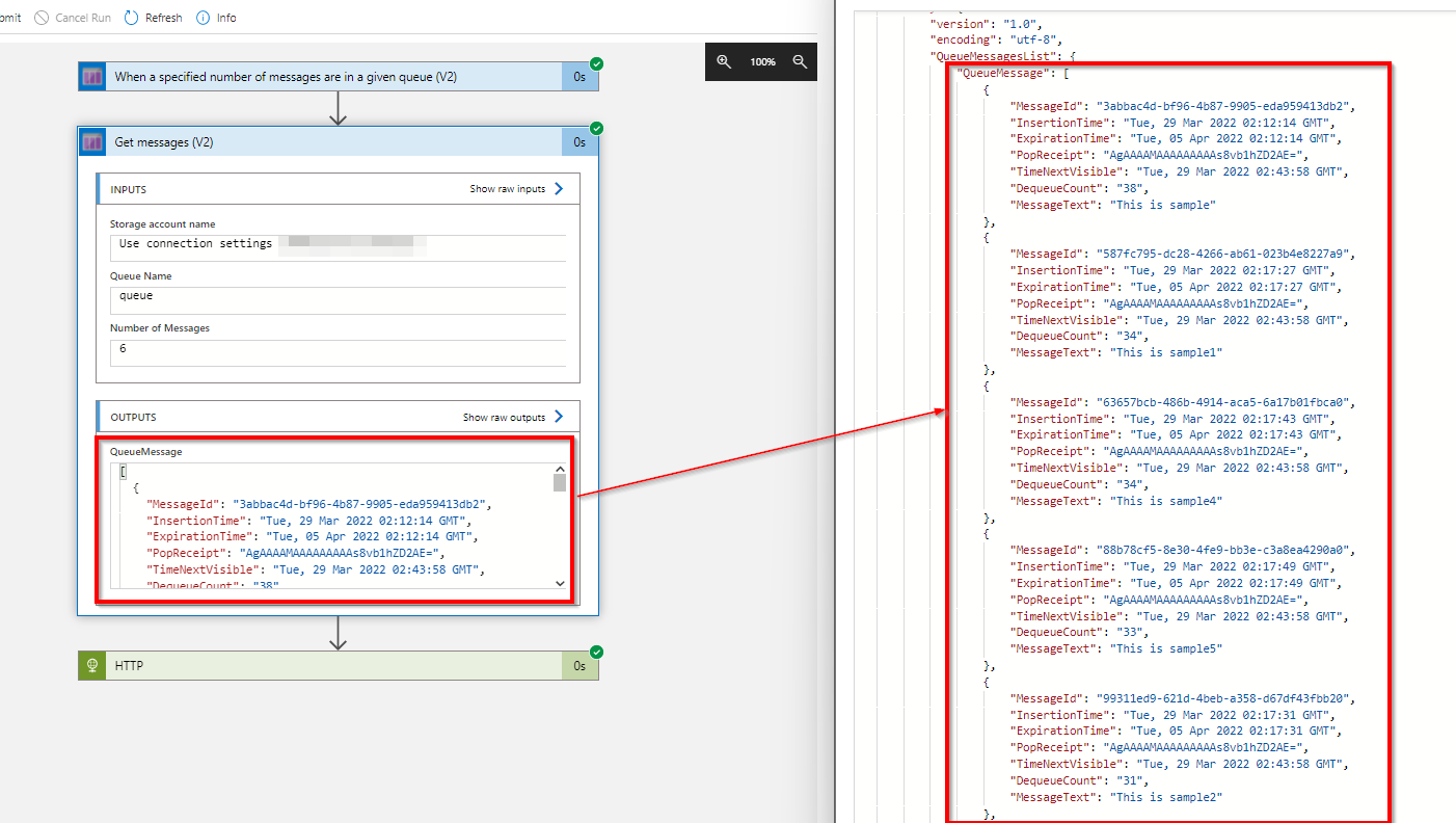 Azure LogicApp 從存盤佇列讀取訊息但不處理